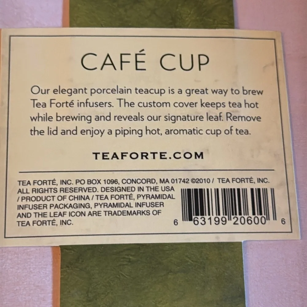 Tea Forté Gift Set NIB NWT/ Bone white covered porcelain cup & Warming Joy tea